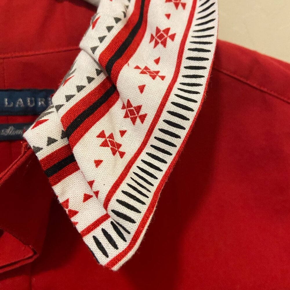 Ralph Lauren Women’s Super Slim Fit Red Shirt 95% Cotton French Cuffs Sz 4 - Picture 5 of 15